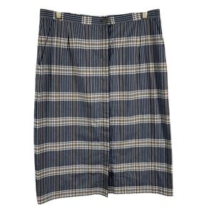 Pendleton Women's Plaid‎ Cotton Skirt 8 Blue Tan White Knee Length Classic Style